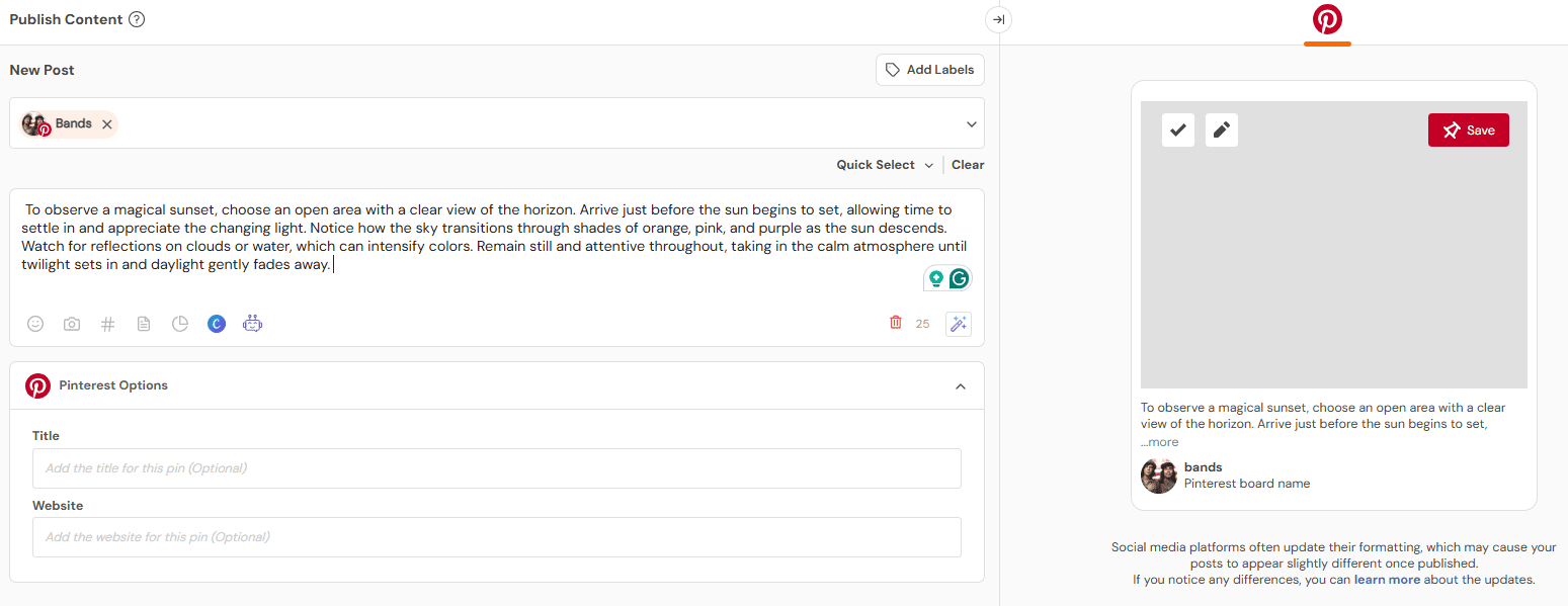 Social Champ's Publishing Dashboard