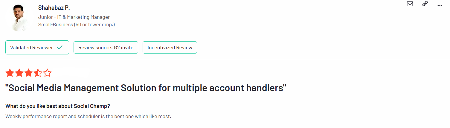 A Review for Social Champ on G2