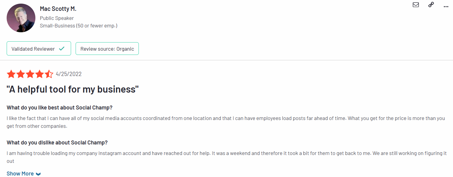 A Review for Social Champ on G2