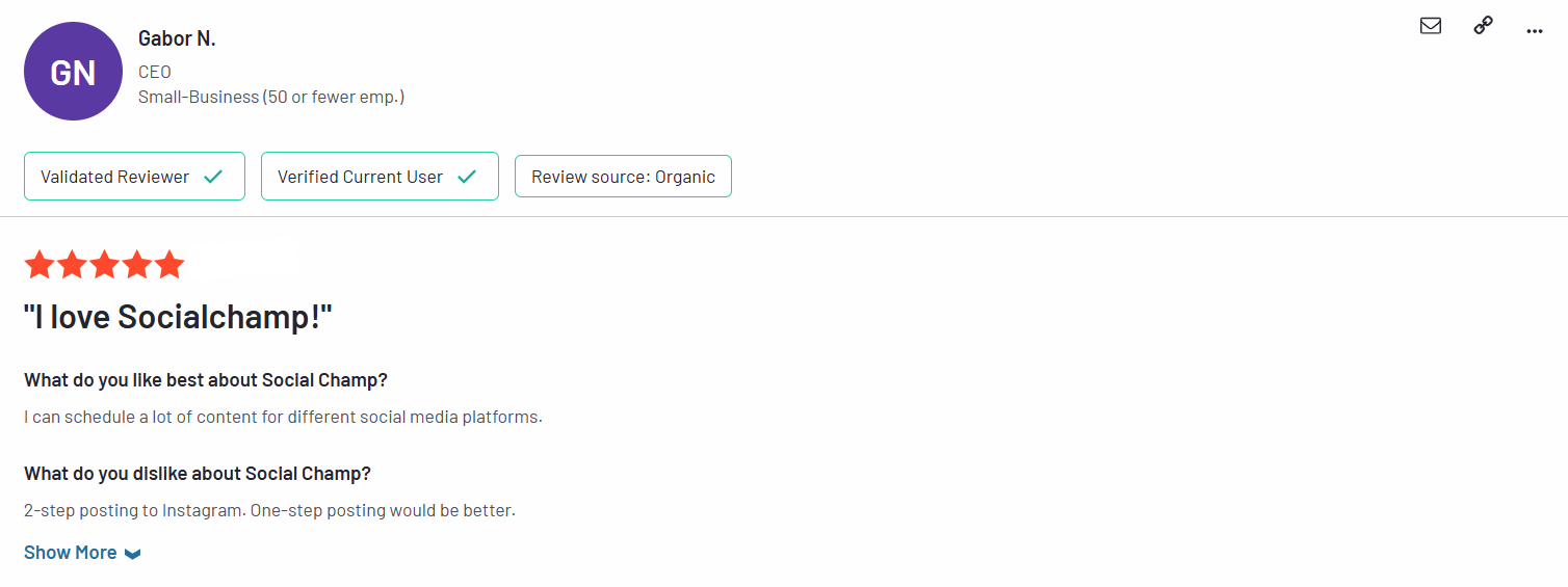 A Review for Social Champ on G2