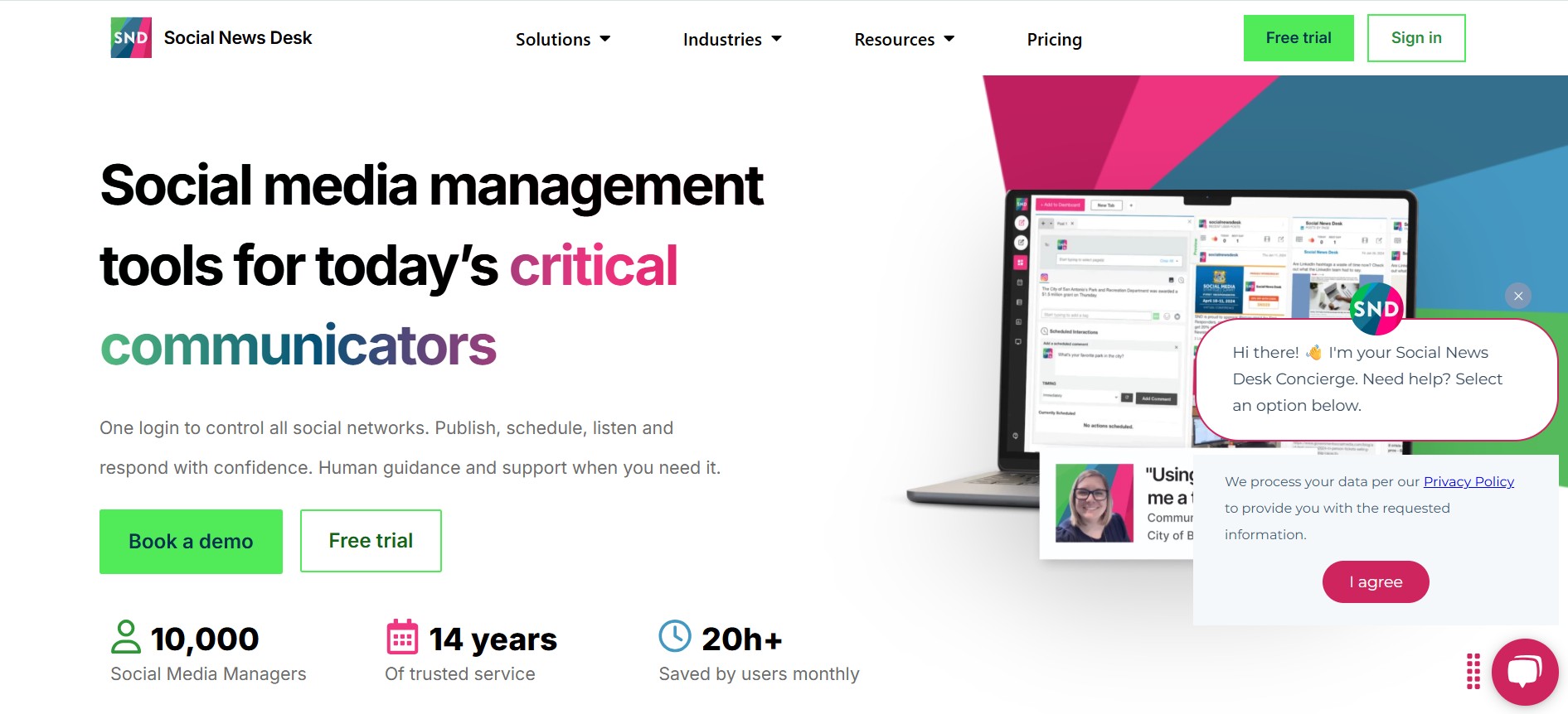 Social News Desk’s Landing Page