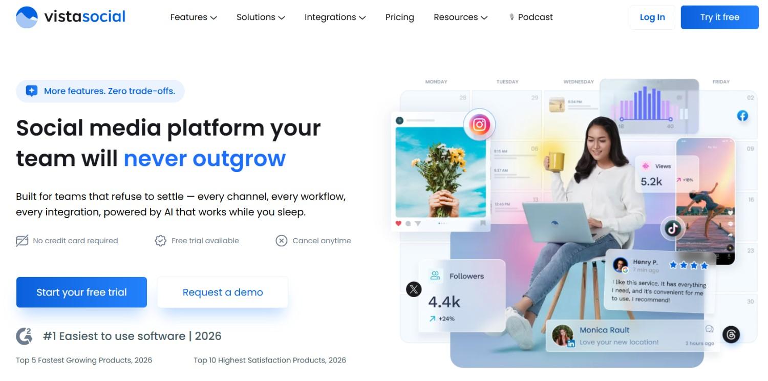 Vista Social Pricing 2026: Costs & Value Explained 5 Vista Social's Landing Page