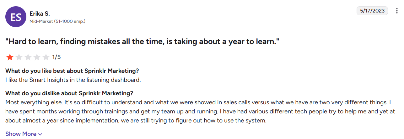 A Sprinklr User Found It Hard to Learn