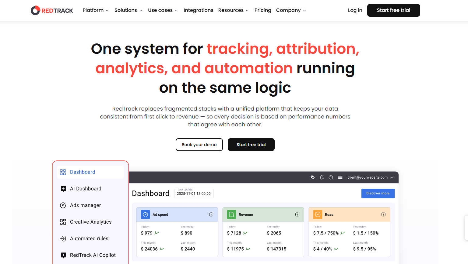 RedTrack Homepage