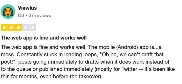 a review for buffer on trustpilot