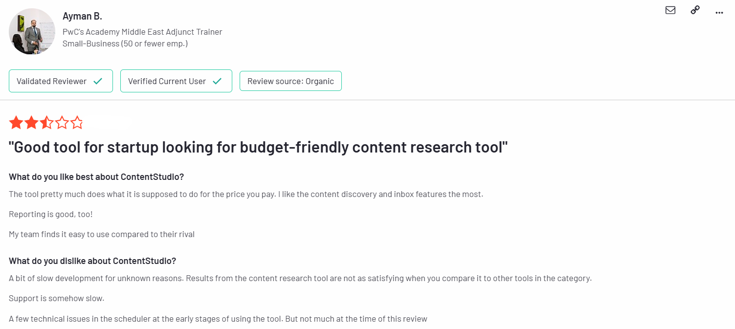 a review for contentstudio on g2