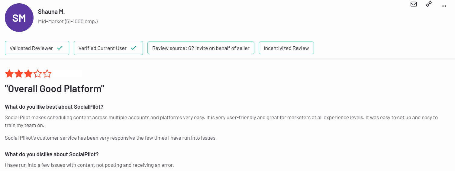 a review for socialpilot on g2