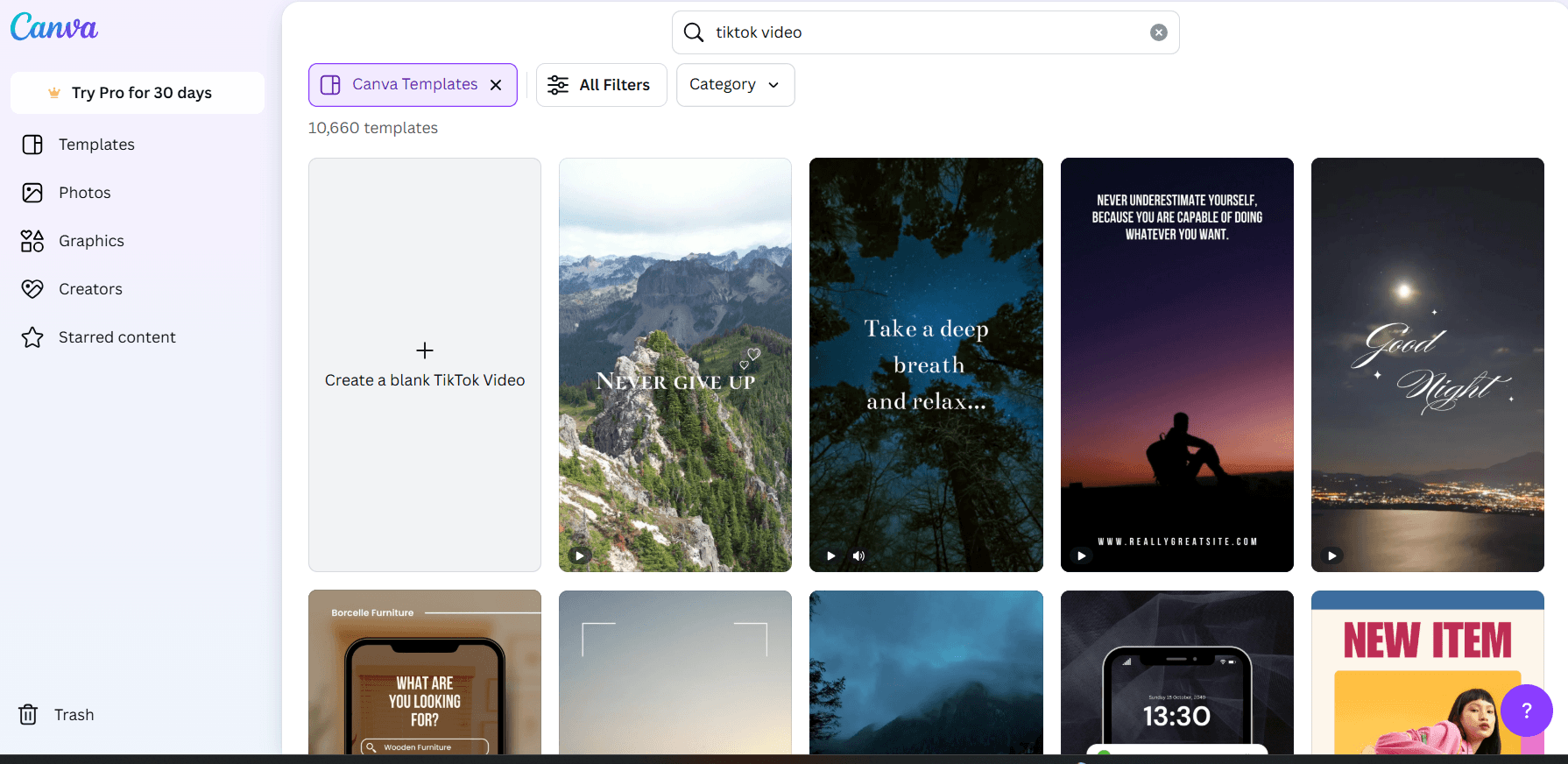 Canva’s Dashboard