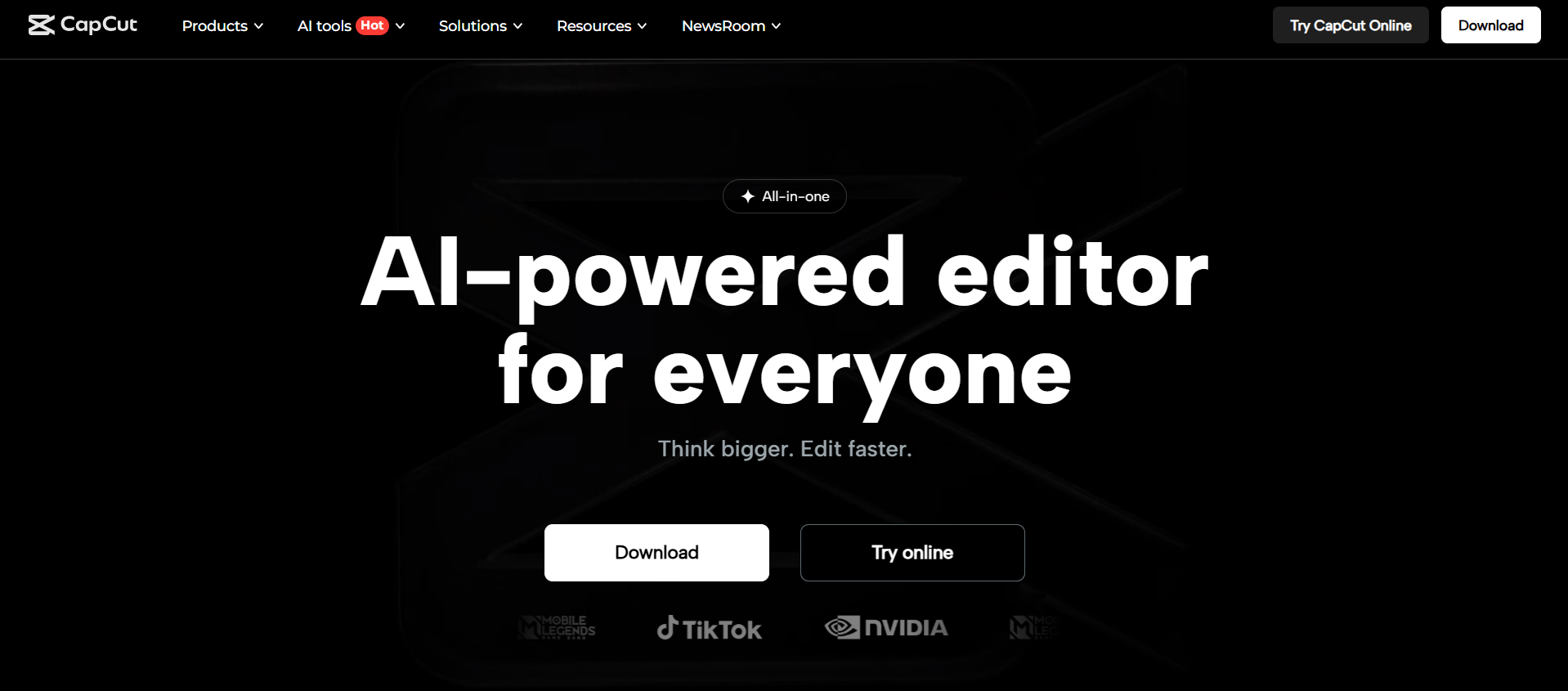 CapCut's Webpage