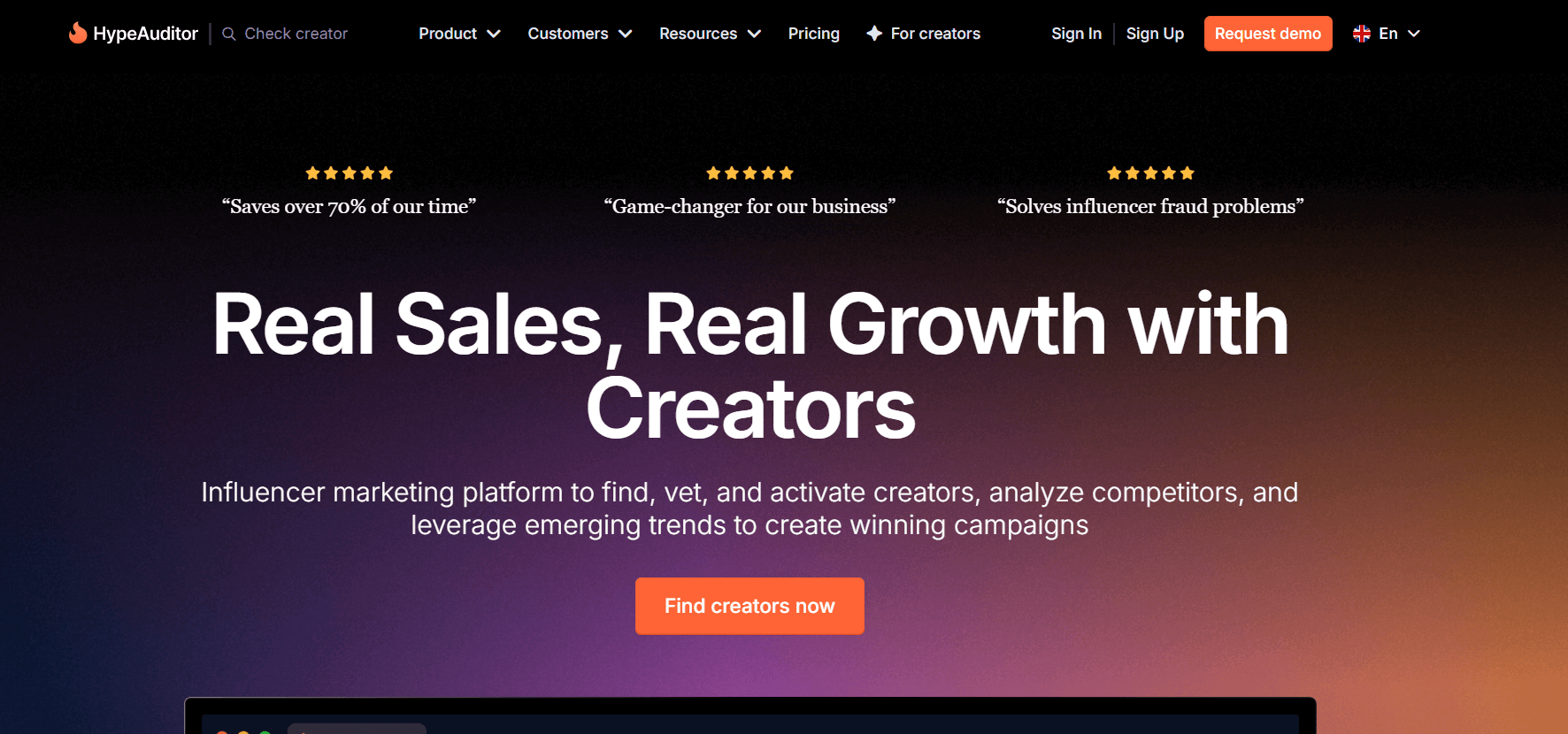 HypeAuditor’s Landing Page