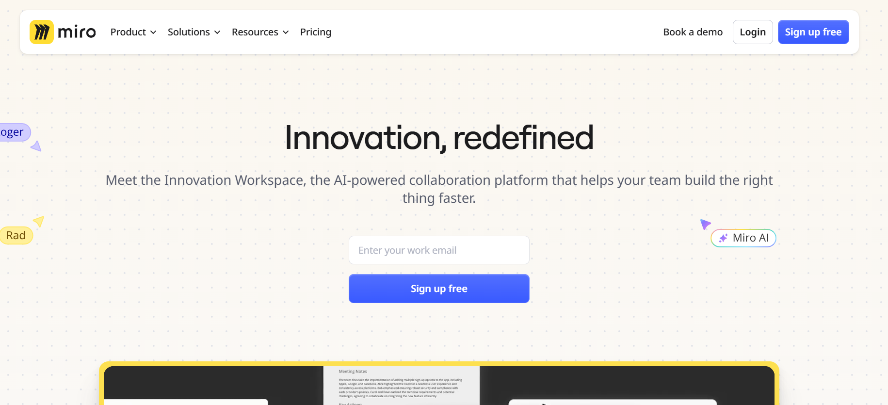 Miro's Landing Page