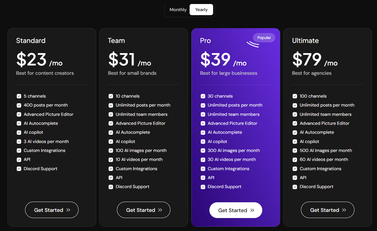 Postiz Pricing Plans