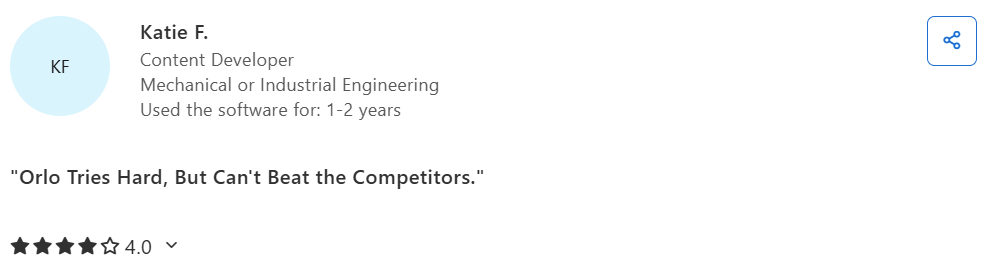 A Review for Orlo on Capterra