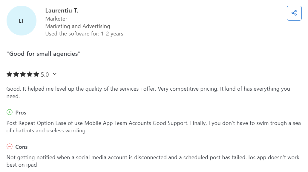 A Review for Social Champ on Capterra