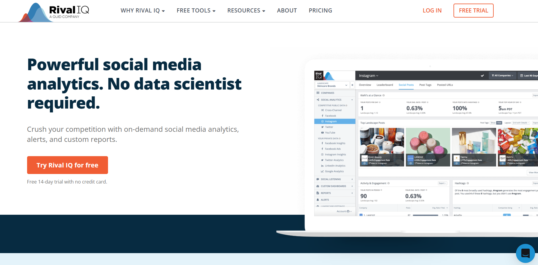 RivalIQ's Landing Page