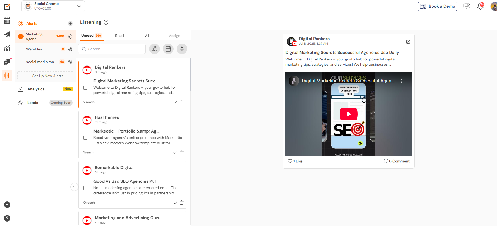 Social Champ's Listening Dashboard