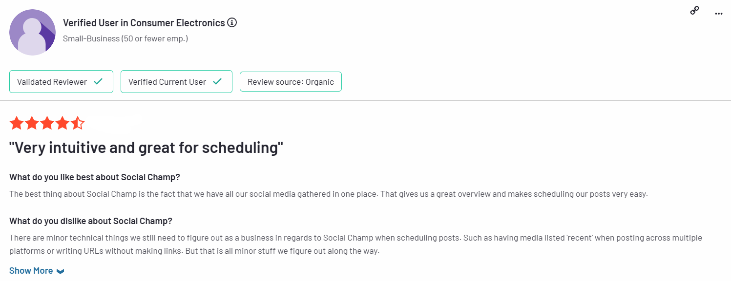 A Review for Social Champ on G2