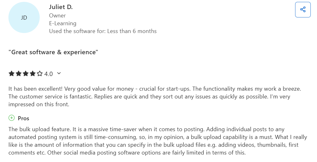 A Review for Social Champ on Capterra