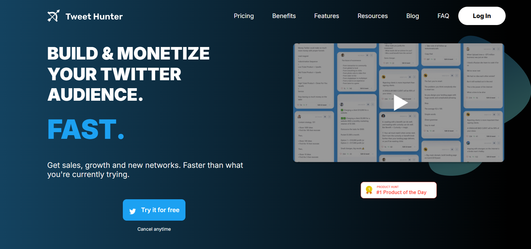 Tweet Hunter’s Homepage.