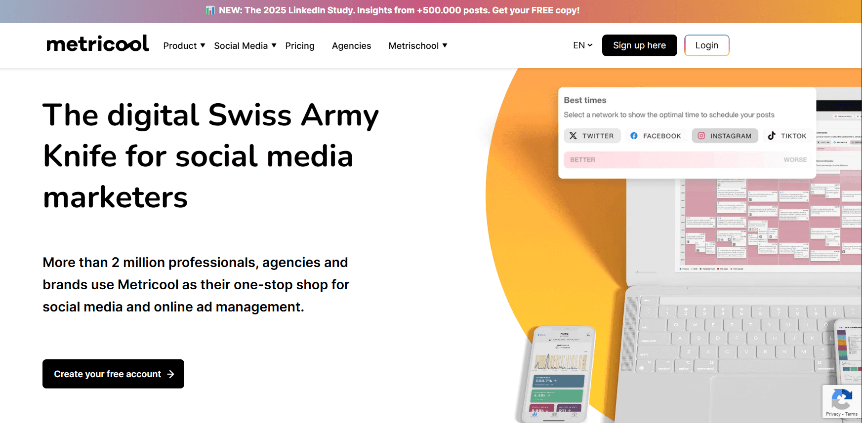 10 Best Fanpage Karma Alternatives for Social Media Management in 2026 8 Metricool's Landing Page