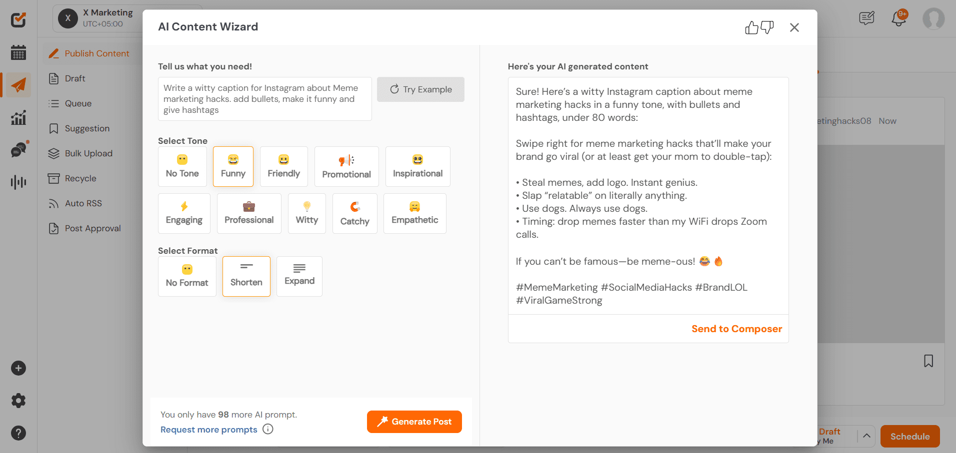 Social Champ's AI Content Wizard