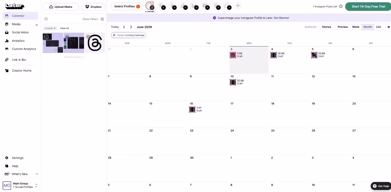 Later's Dashboard