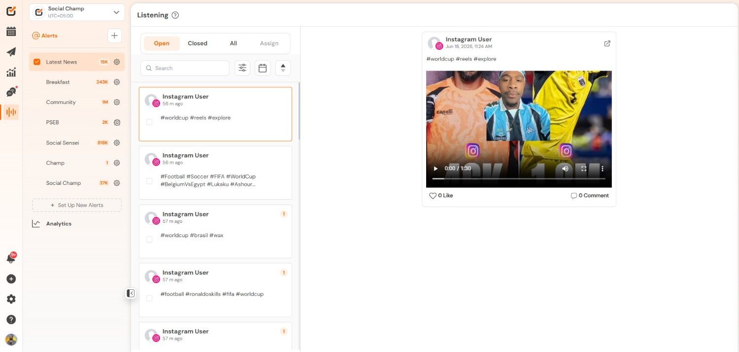 Social Champ's Social Listening Feature