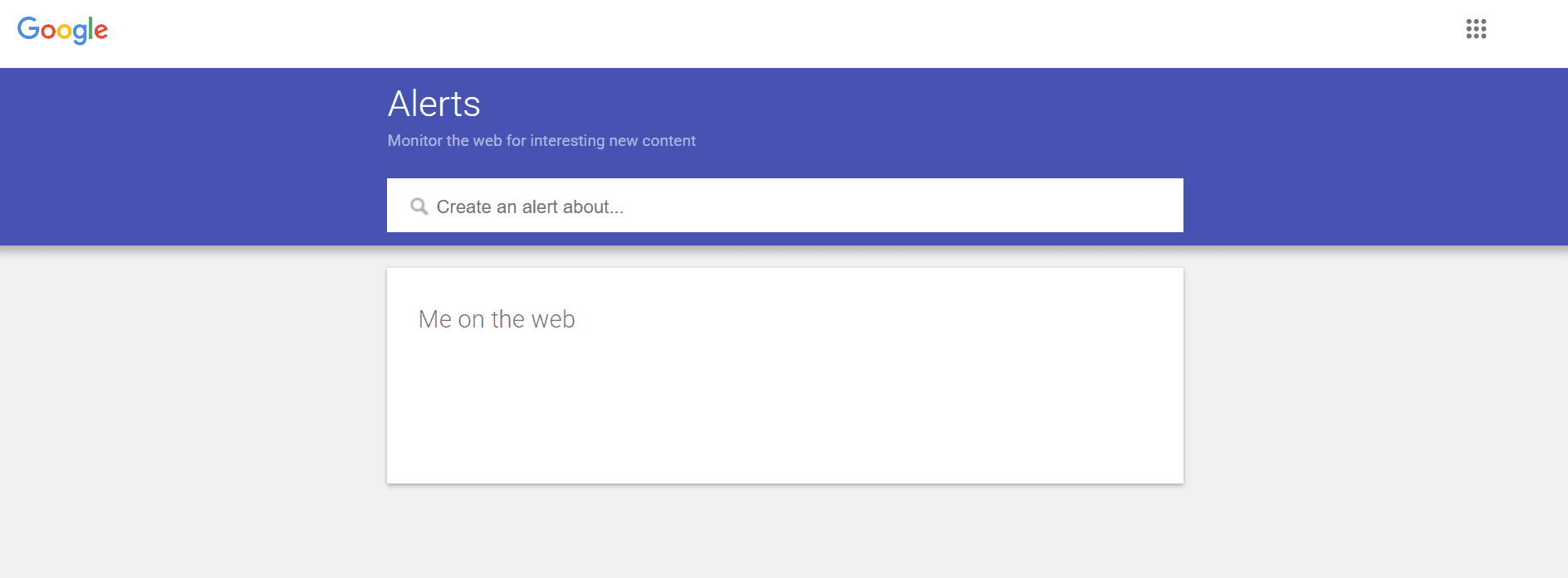 Google Alerts’ Dashboard