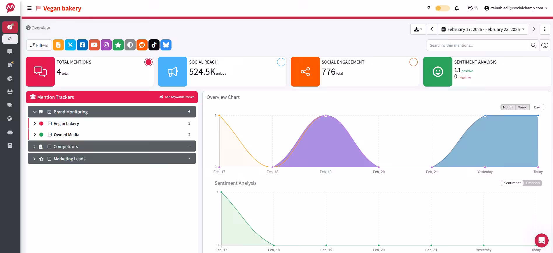 Mentionlytics' Dashboard