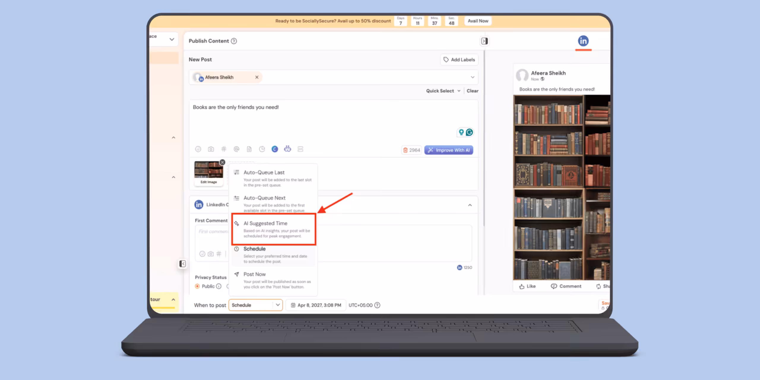 How to Schedule LinkedIn Posts in 2026? 6 Choose AI-Suggested Time