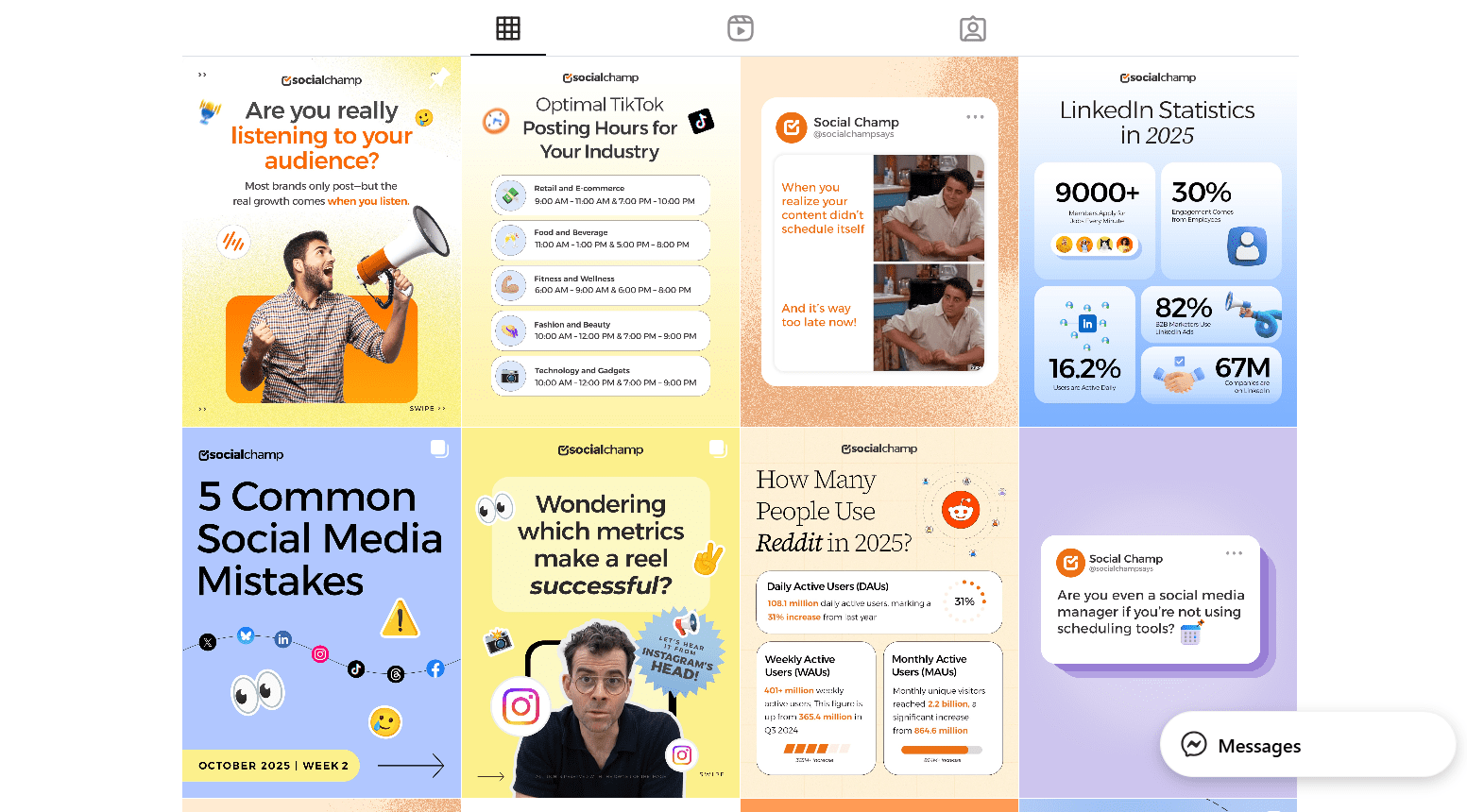 The True Social Media Manager Job Description: 10 Roles You're Actually Playing 7 Social Champ's Instagram Grid