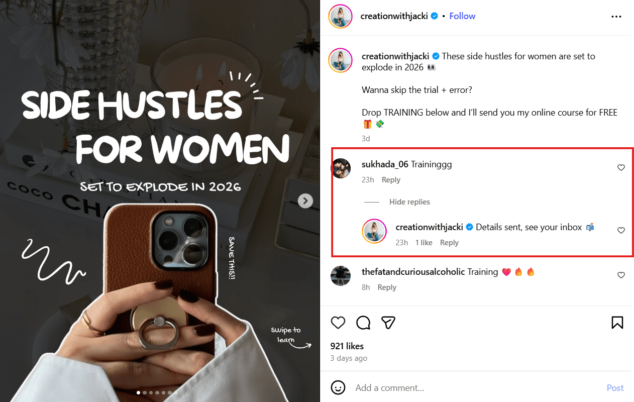 Comment Section of an Instagram Post