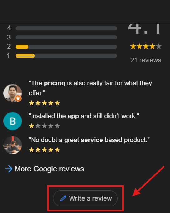 “Write a Review” Option