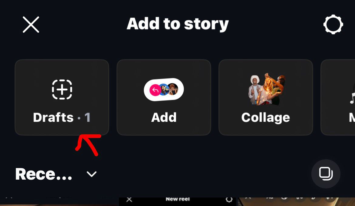 Click on Story in the Bottom Panel and Then Select Drafts