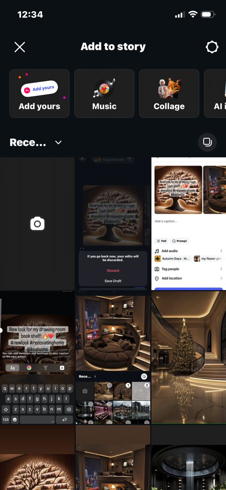 Press on the Camera Icon to Create a Story