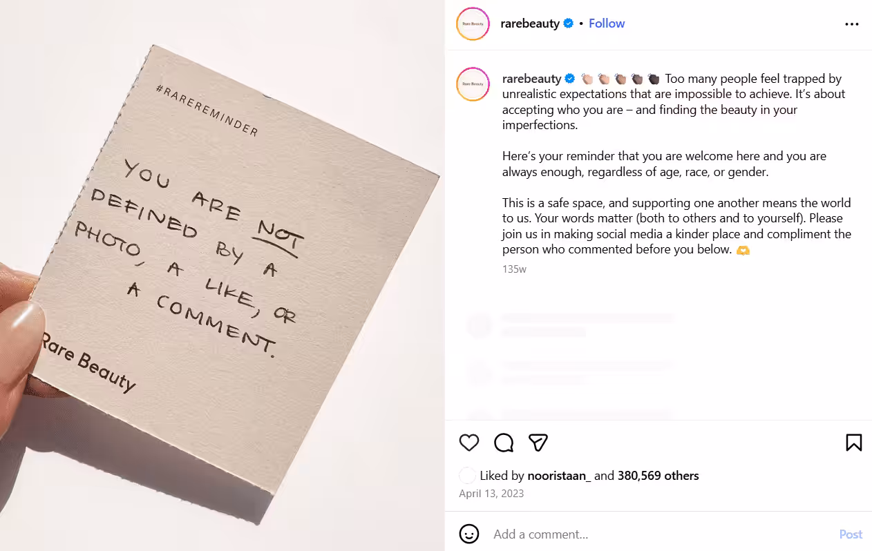 What You Can Learn from Rare Beauty Marketing in 2026? 10 An Instagram Post by Rare Beauty