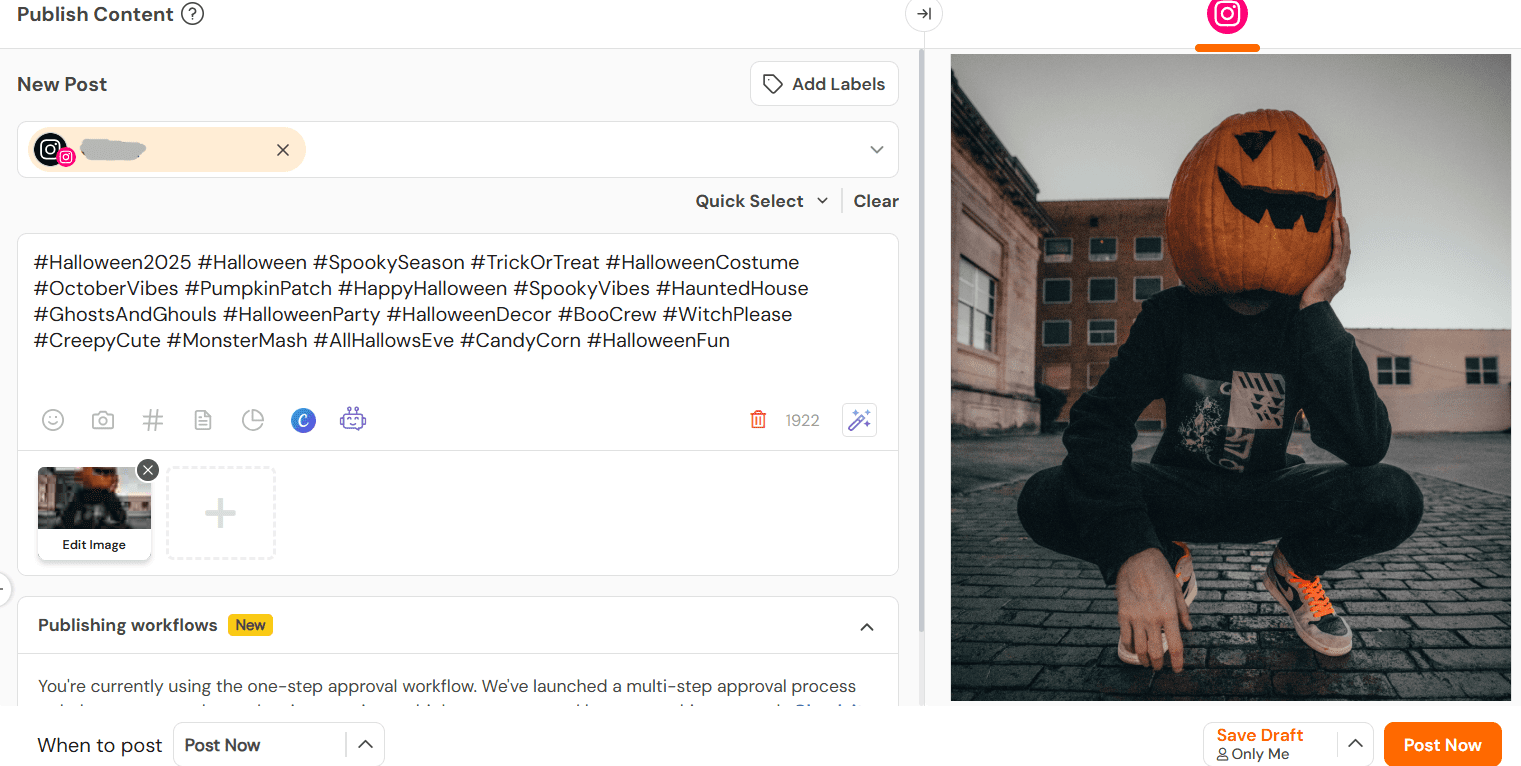 Image Preview for Instagram on Social Champ’s Dashboard
