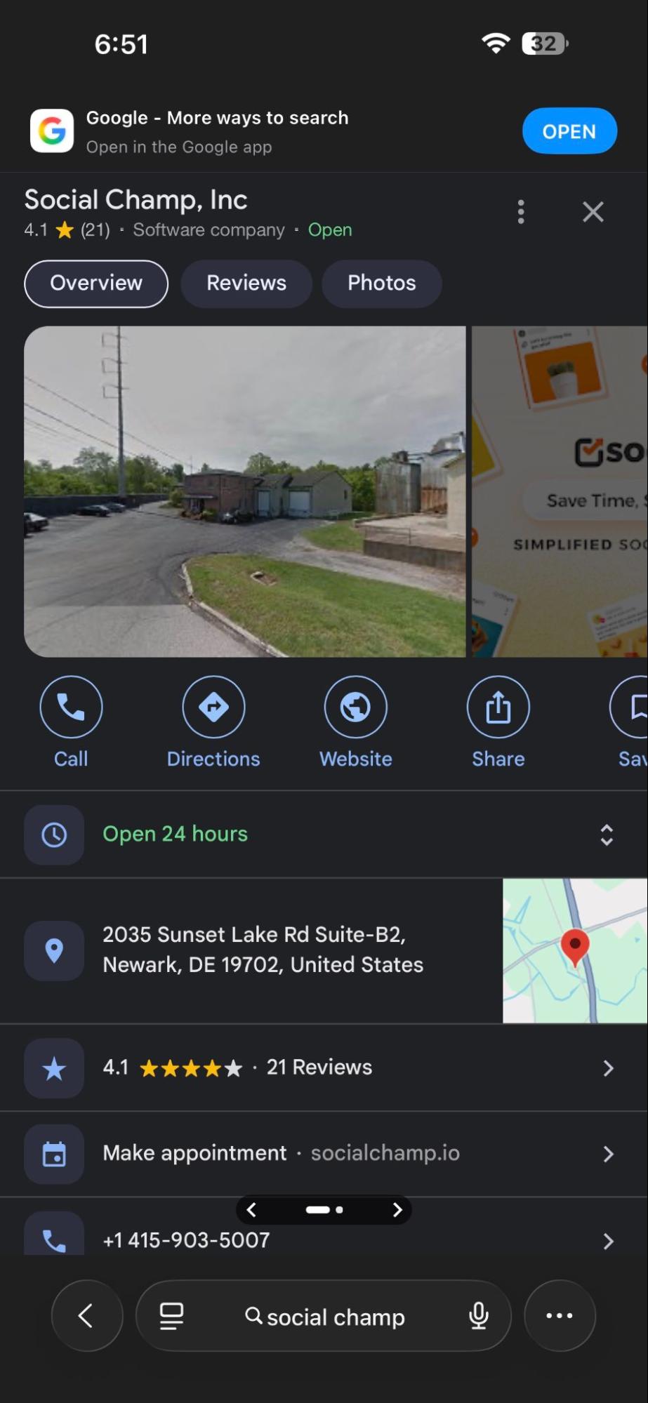 Social Champ’s Profile on Mobile