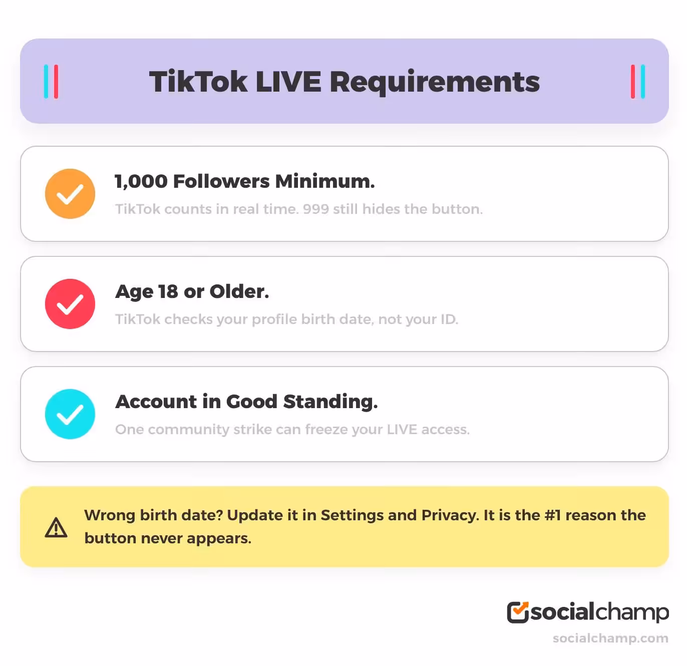 TikTok LIVE Eligibility Requirements Checklist