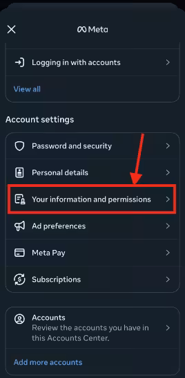 Click on Information and Permissions