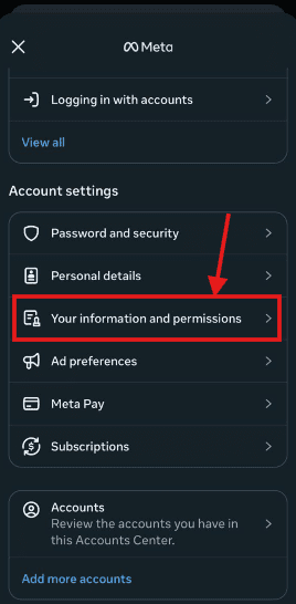 Click on Information and Permissions