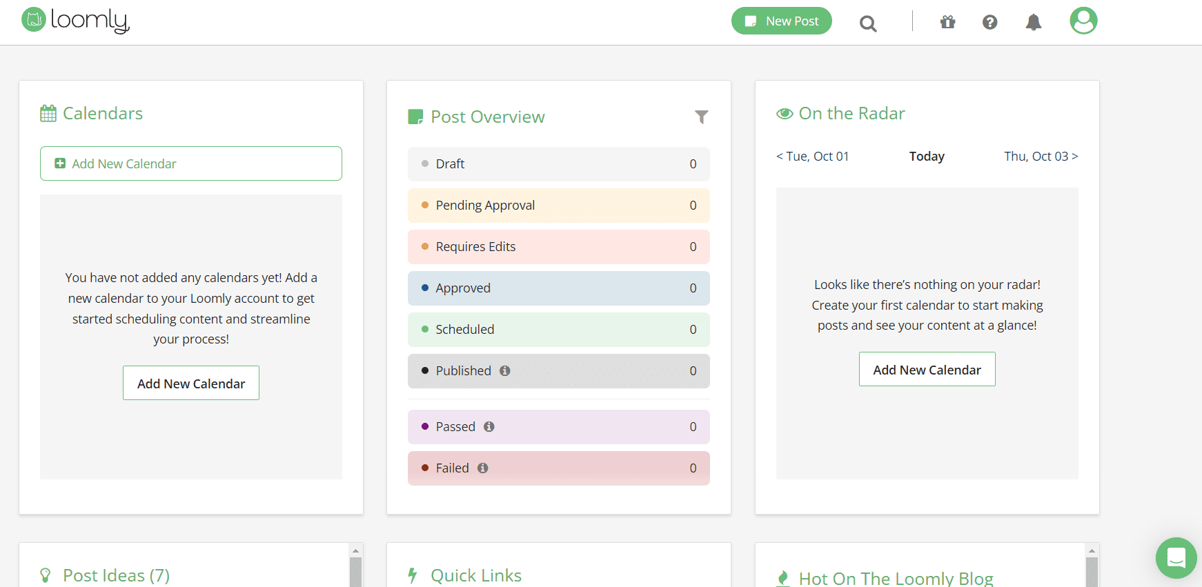 Loomly’s Dashboard
