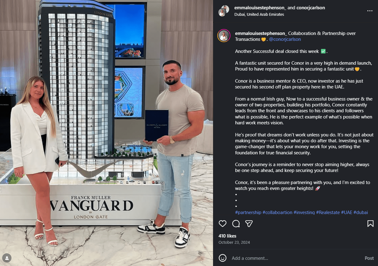 Social Media Marketing for Property Management: A Guide for Mixed-Use Property Managers 6 Instagram Post Showing Partnership Between Property and a Fitness Coach