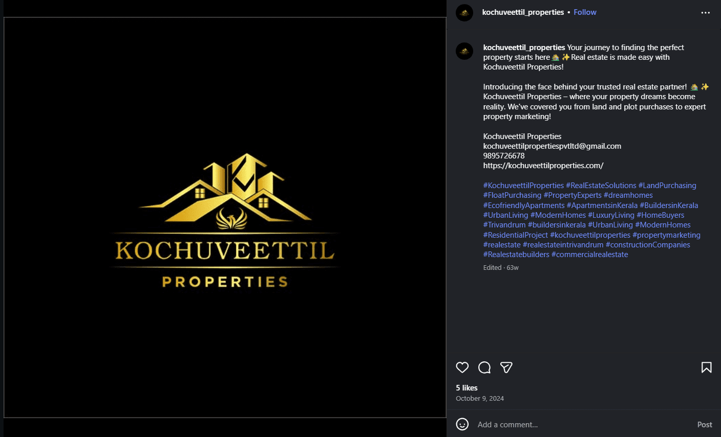Social Media Marketing for Property Management: A Guide for Mixed-Use Property Managers 8 An Instagram Post of Property Marketing