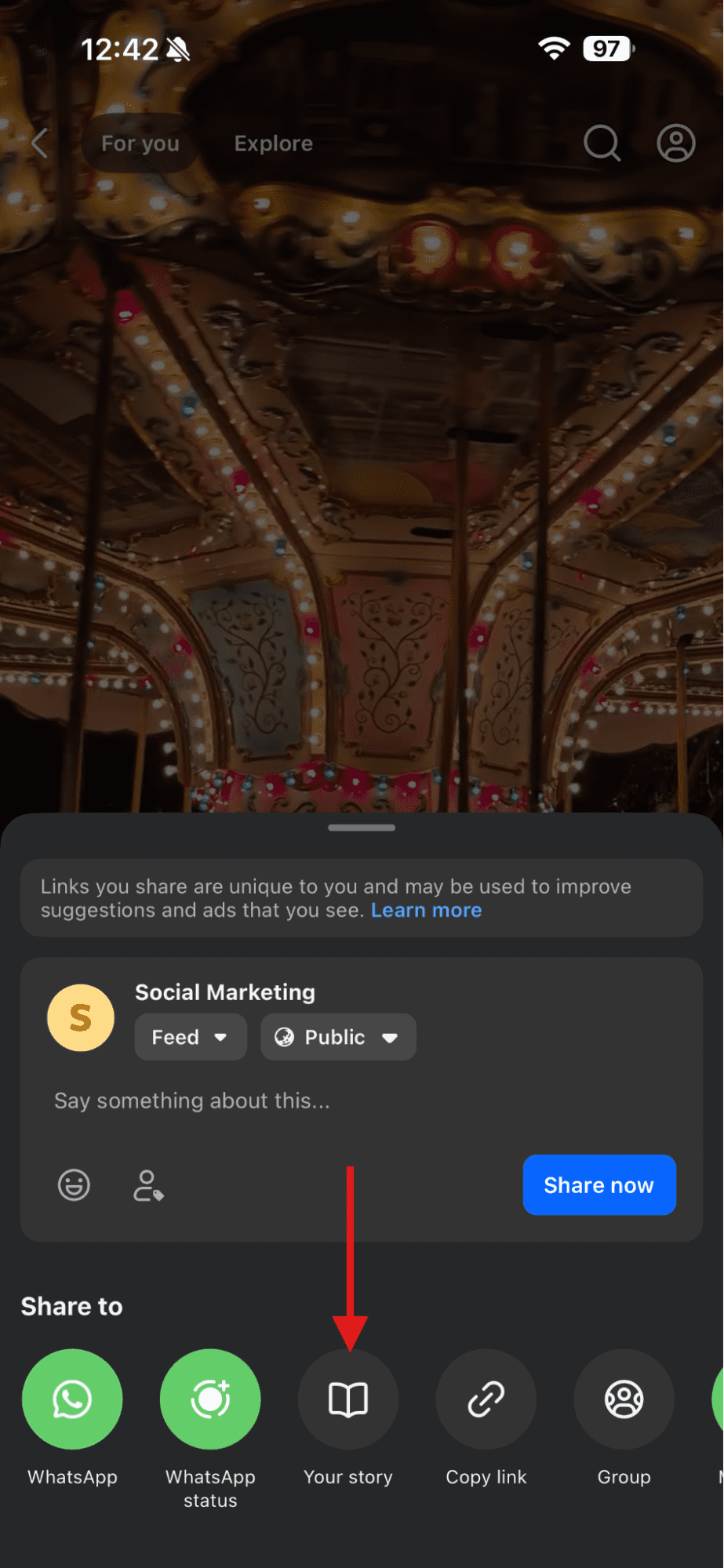 Tap “Your Story”