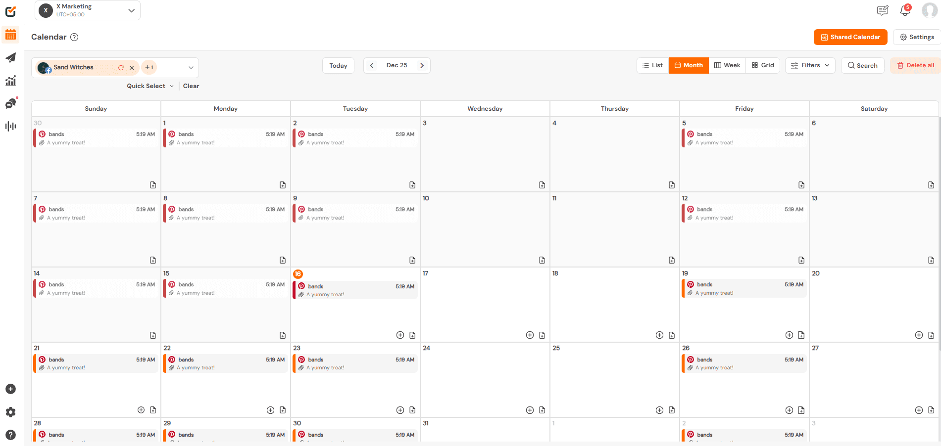 Social Champ's Content Calendar