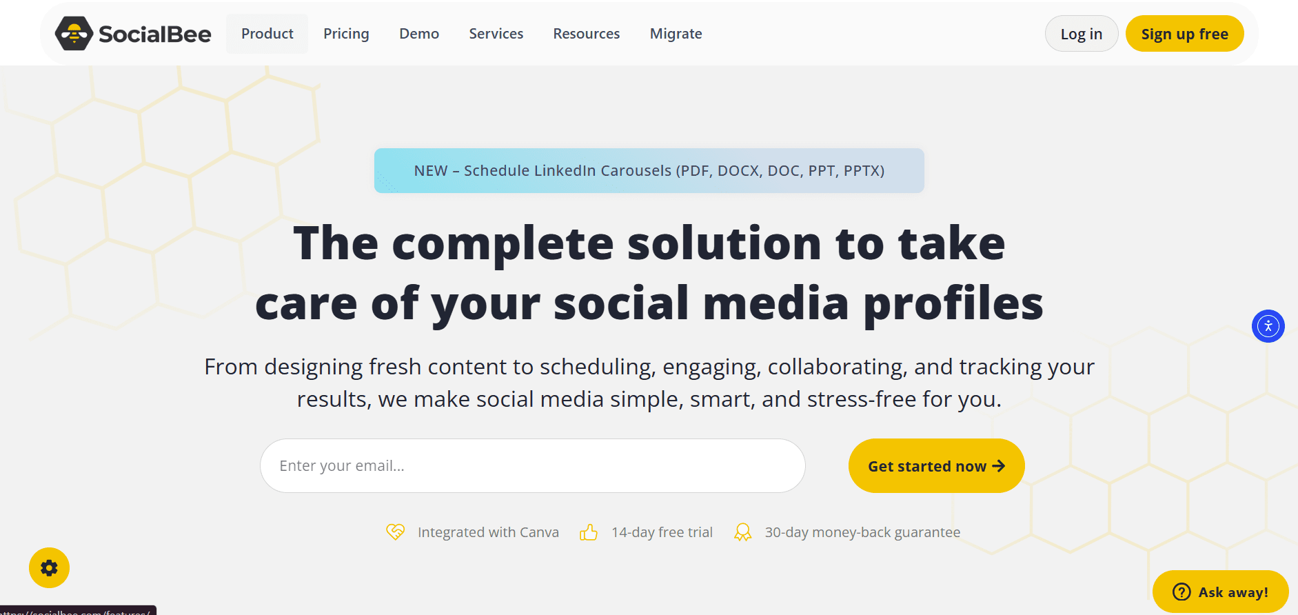 SocialBee’s Landing Page