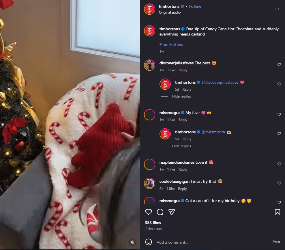 The Benefits of Social Media Marketing for Your Business: Unlock Growth In 2026 8 Tim Hortons Engaging With the Audience on Comments