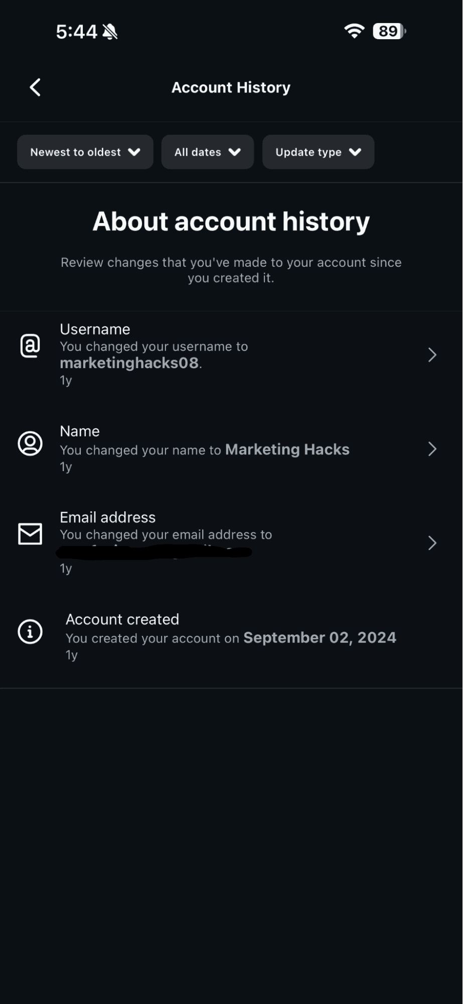 Your Instagram Account History