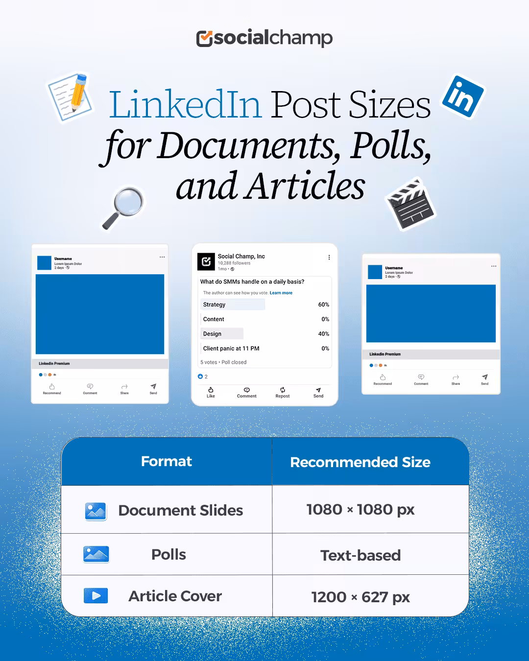 Recommended LinkedIn Post Sizes for Documents, Polls, and Articles